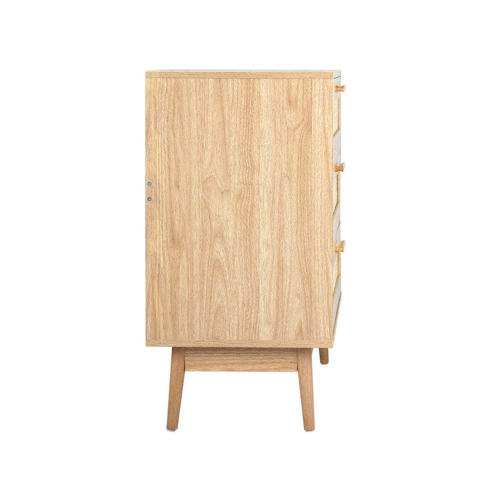 3 Chest of Drawers Tallboy Cabinet Clothes Storage Rattan Furniture