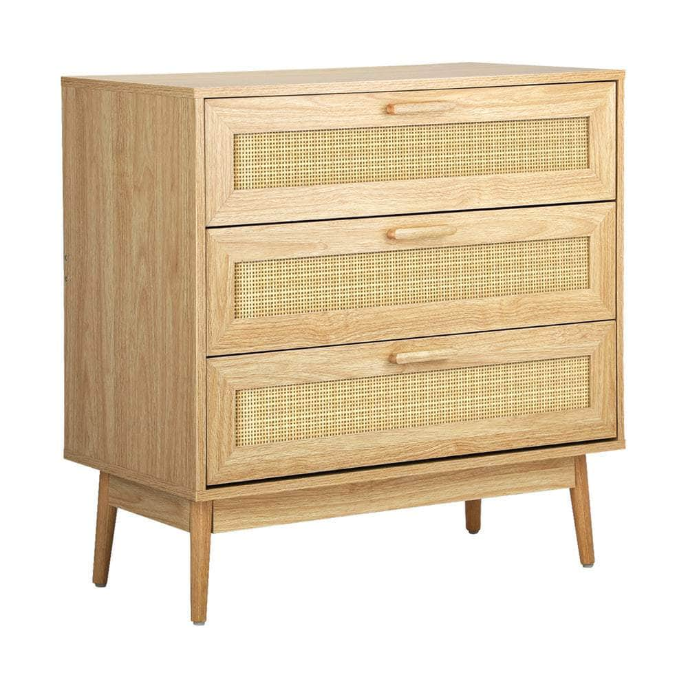 3 Chest of Drawers Tallboy Cabinet Clothes Storage Rattan Furniture