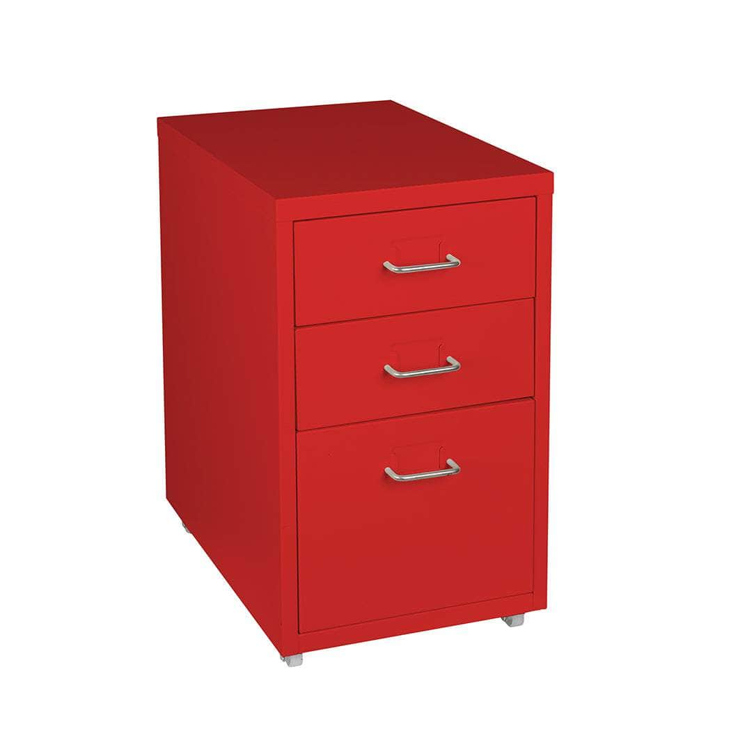 3 Drawer Office Drawers Cabinet Red