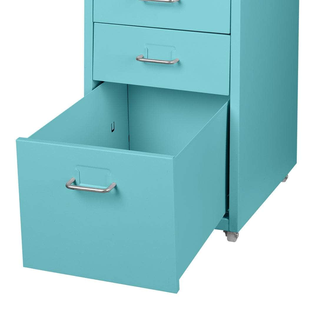 3 Drawer Office Drawers Cabinet Turquoise