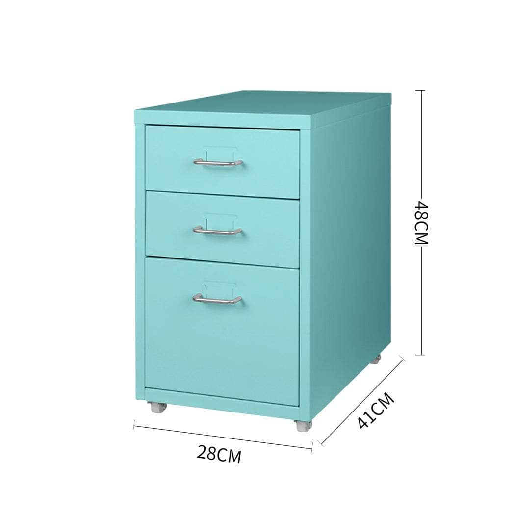 3 Drawer Office Drawers Cabinet Turquoise