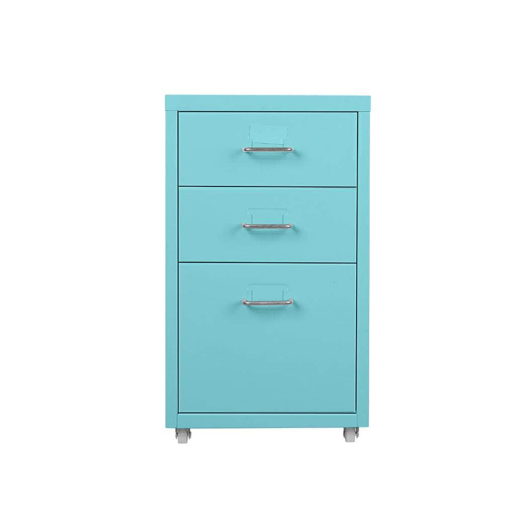 3 Drawer Office Drawers Cabinet Turquoise