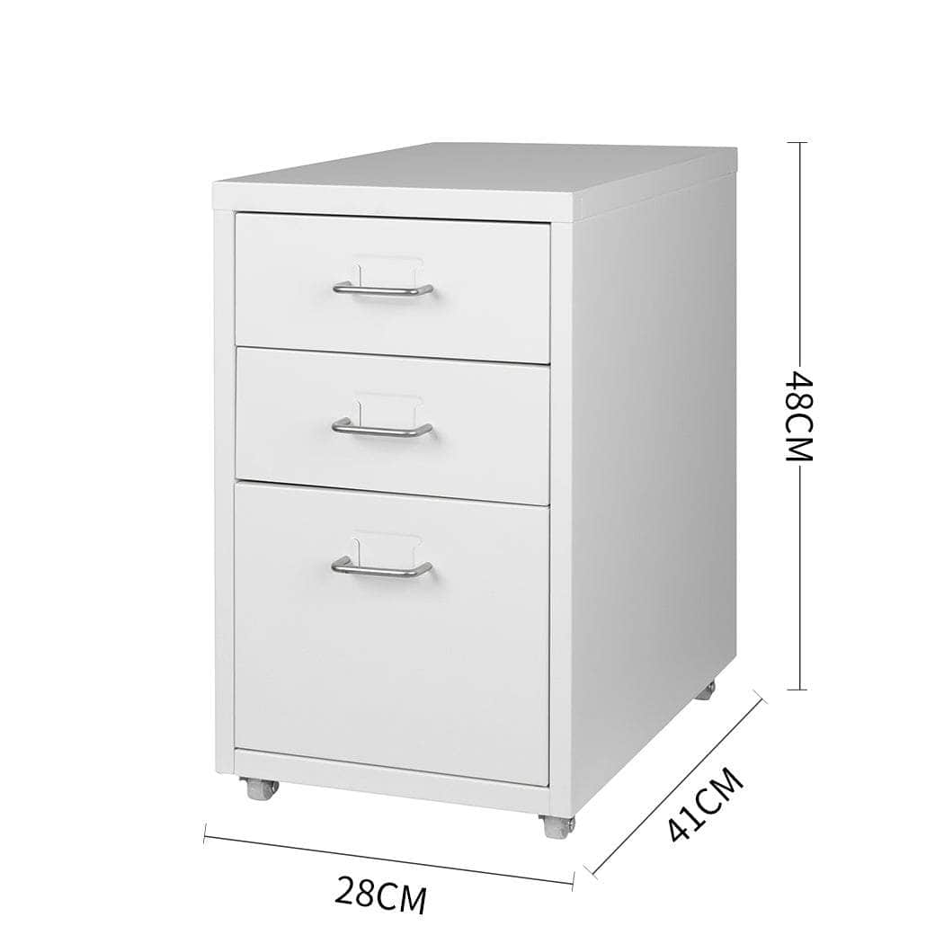 3 Drawer Office Drawers Cabinet White