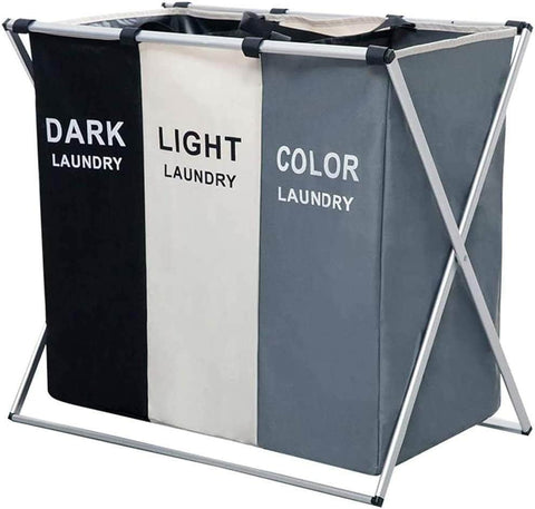 3 In 1 Large 135L Laundry Clothes Hamper Basket With Waterproof Bags (Multi)