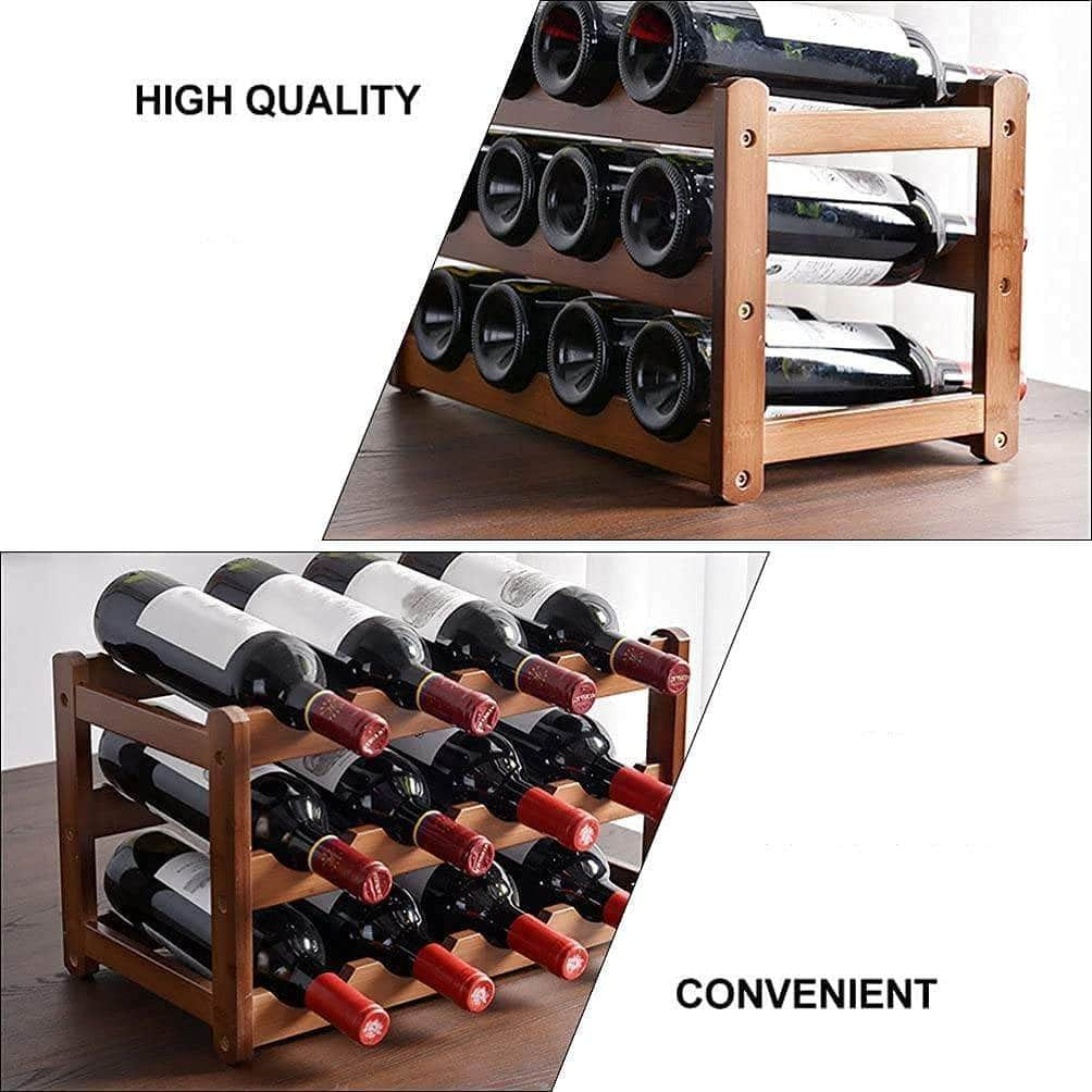 3-Layer Bamboo Wine Storage Rack (12 Bottles)