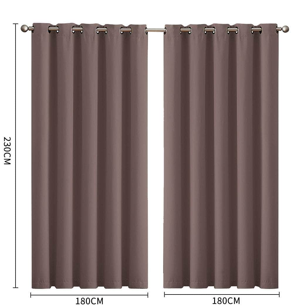 3 Layers Eyelet Blockout Curtains 180x230cm Taupe