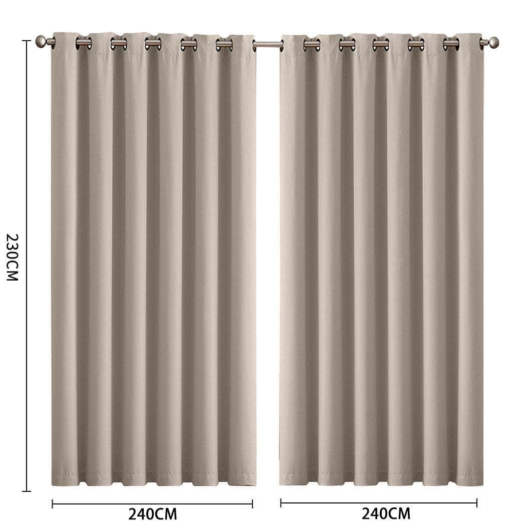 3 Layers Eyelet Blockout Curtains 240x230cm Beige