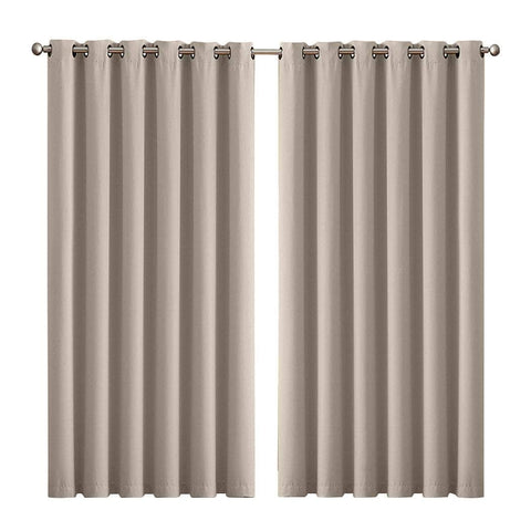 3 Layers Eyelet Blockout Curtains 240x230cm Beige