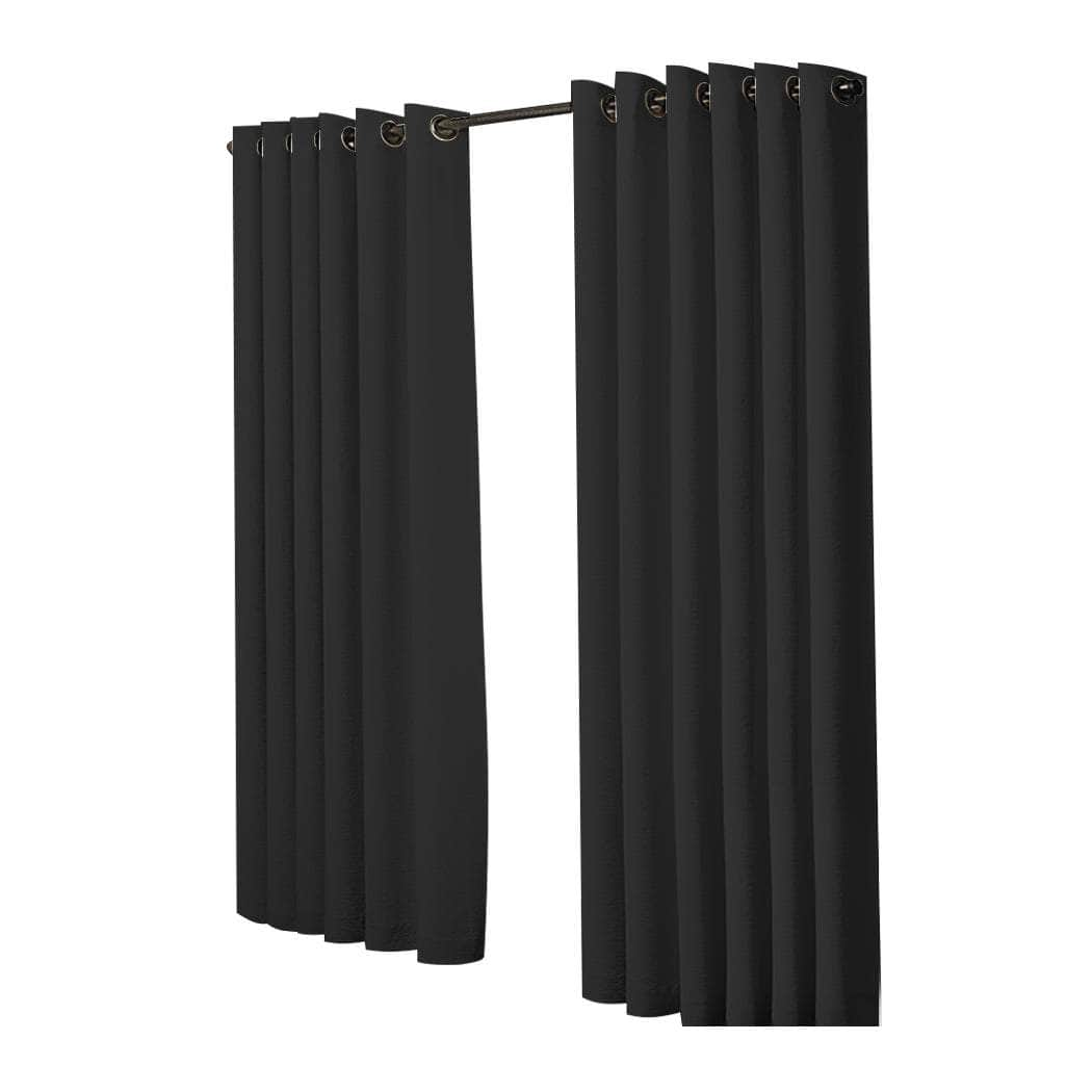 3 Layers Eyelet Blockout Curtains 240x230cm Black