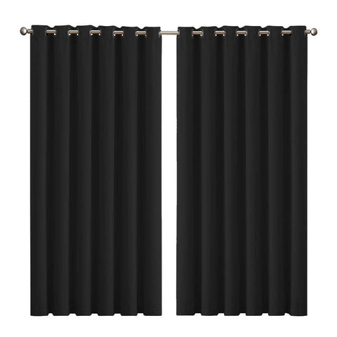 3 Layers Eyelet Blockout Curtains 240x230cm Black