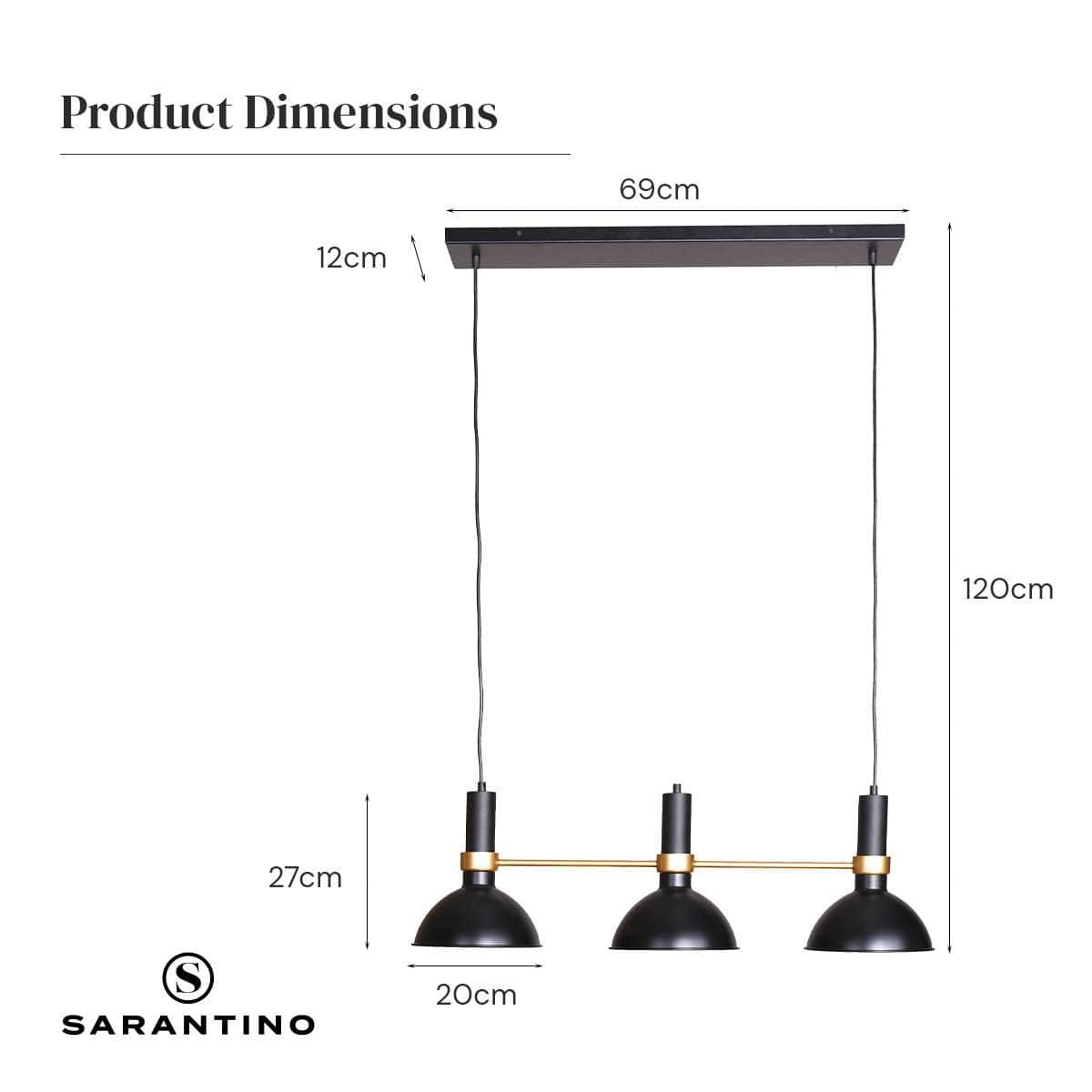 3-Light Hanging Pendant Lamp