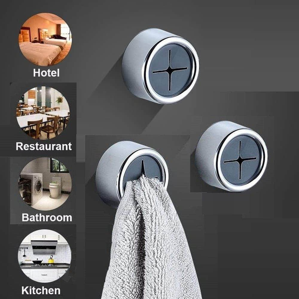 3 Pack Self Adhesive Round Towel Hooks For Kitchen And Bathroom