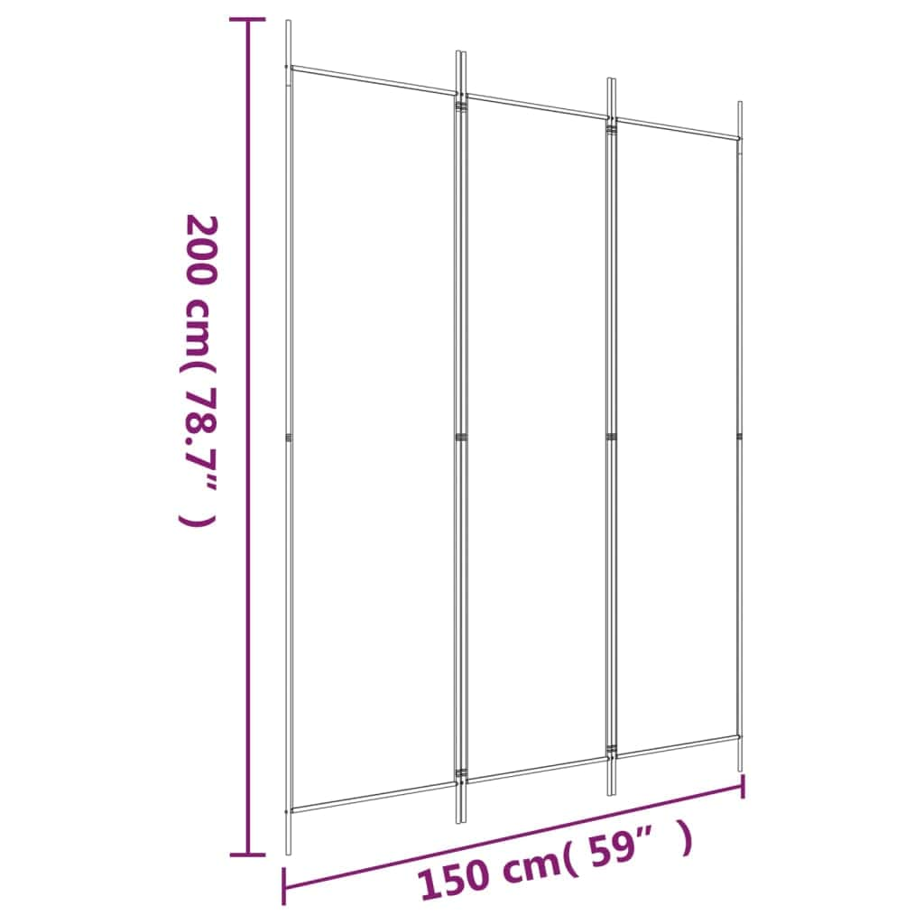 3-Panel Room Divider Anthracite Fabric