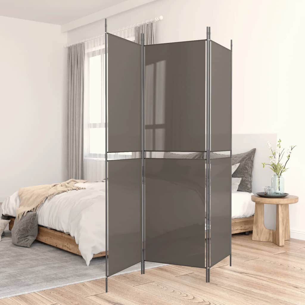 3-Panel Room Divider Anthracite Fabric