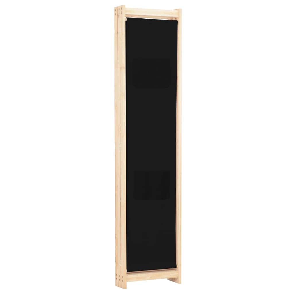 3-Panel Room Divider Black Fabric