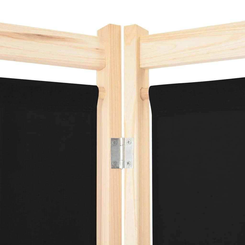 3-Panel Room Divider Black Fabric