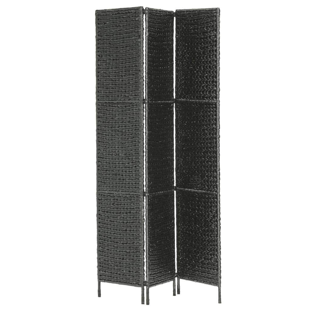 3-Panel Room Divider Black Water Hyacinth