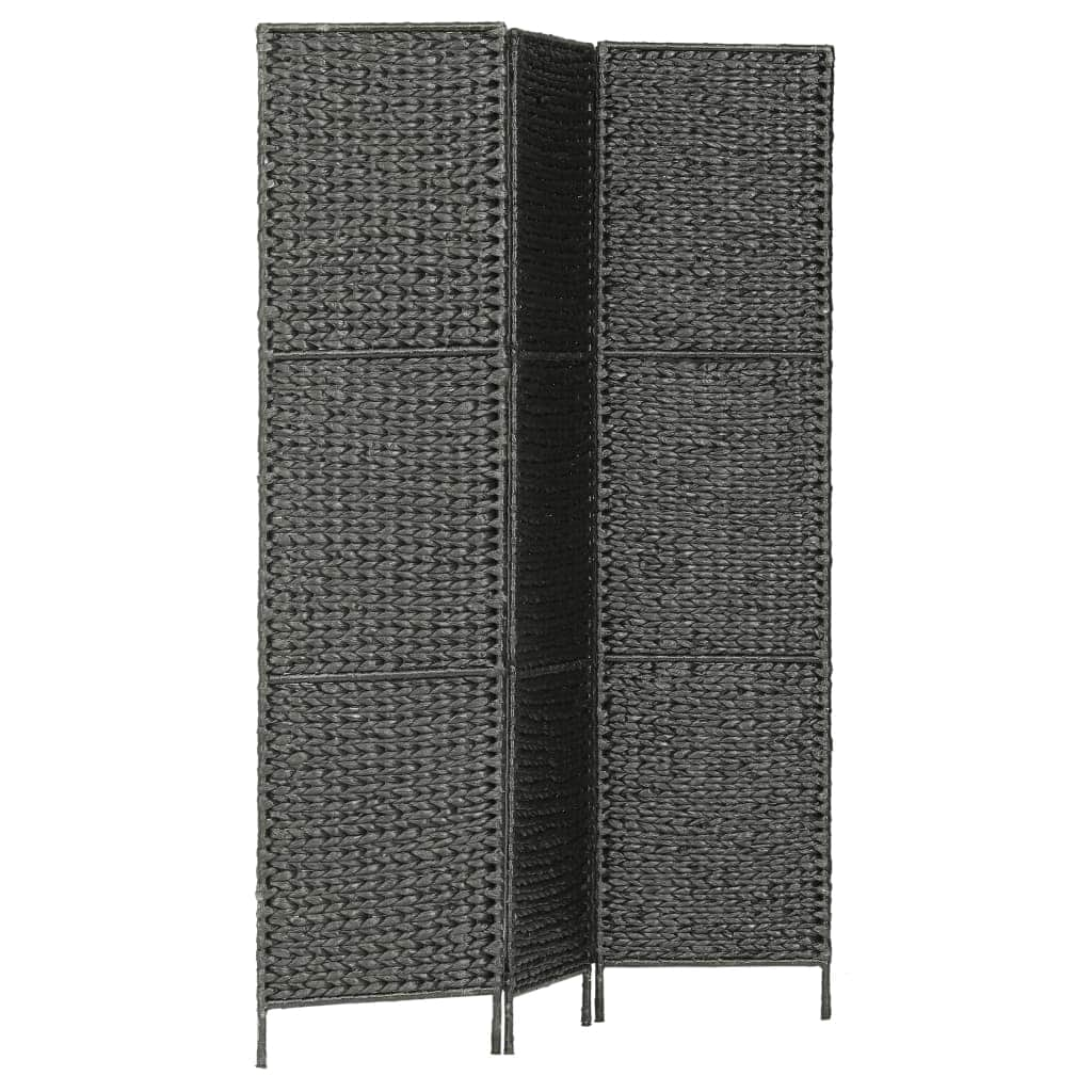 3-Panel Room Divider Black Water Hyacinth