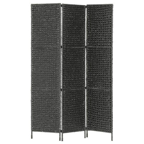 3-Panel Room Divider Black Water Hyacinth