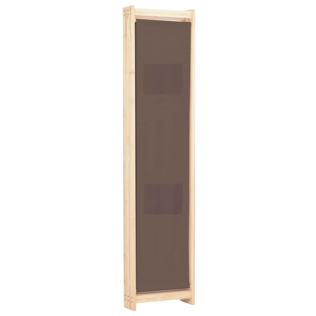 3-Panel Room Divider Brown Fabric