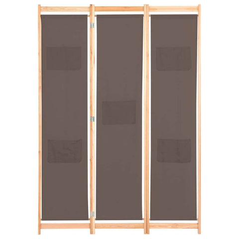 3-Panel Room Divider Brown Fabric