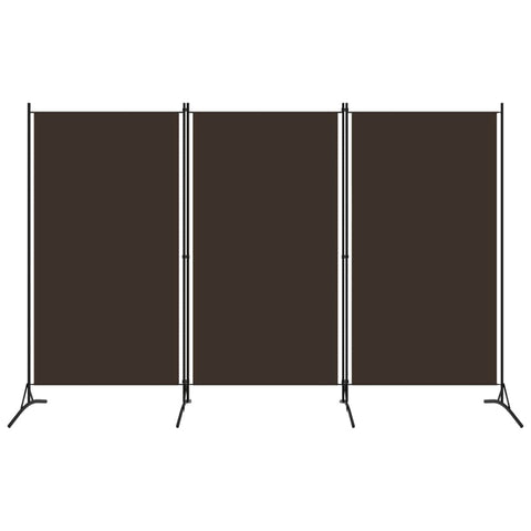 3-Panel Room Divider Brown Fabric