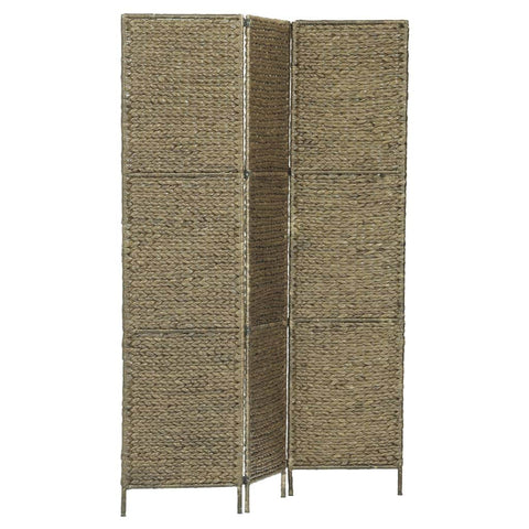 3-Panel Room Divider Brown Water Hyacinth