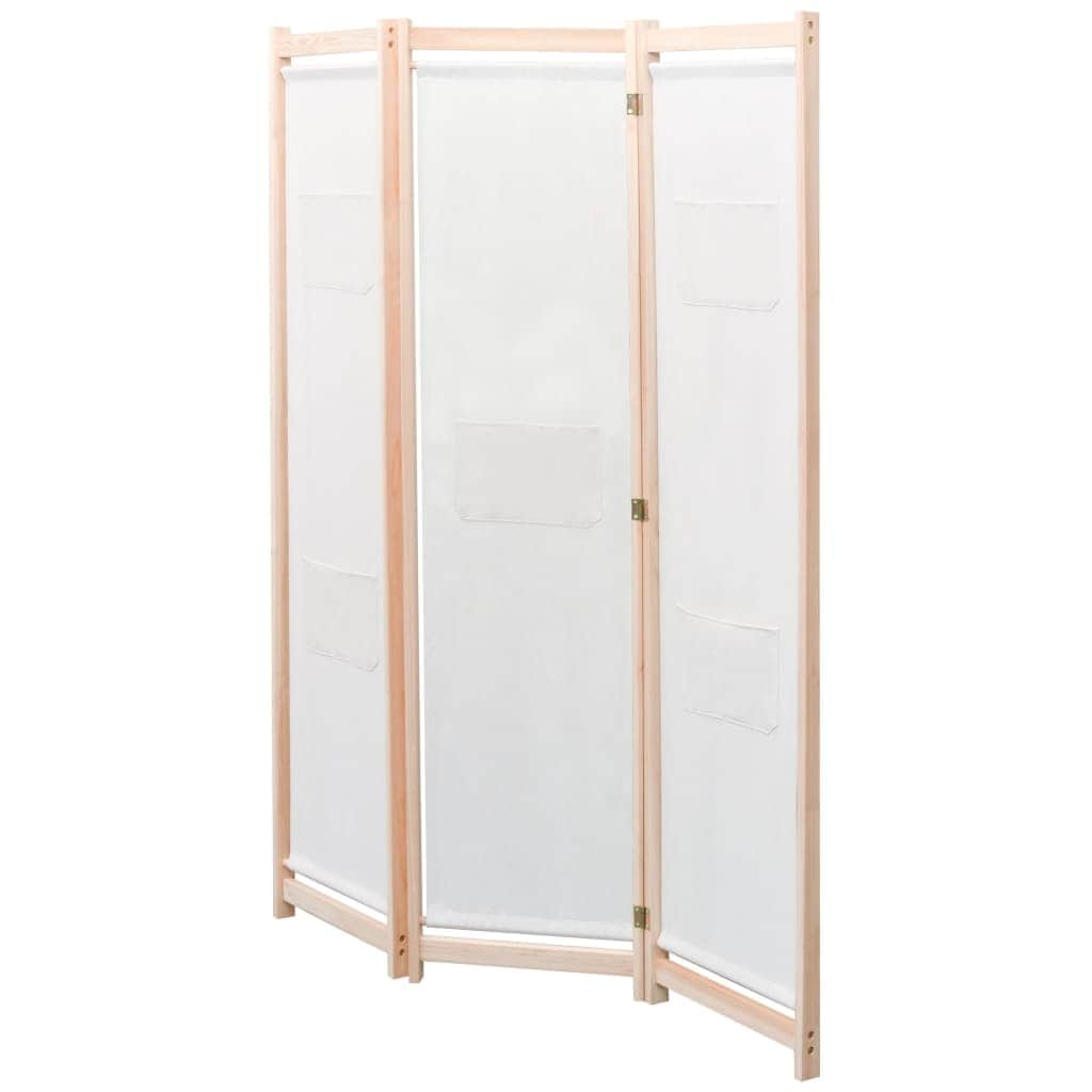 3-Panel Room Divider Cream Fabric