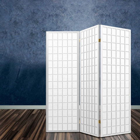 3 Panel Wooden Room Divider - White