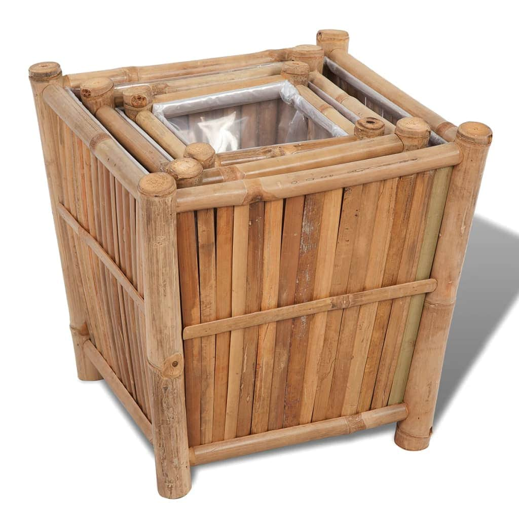 3 pcs Bamboo Planter with Nylon Lining