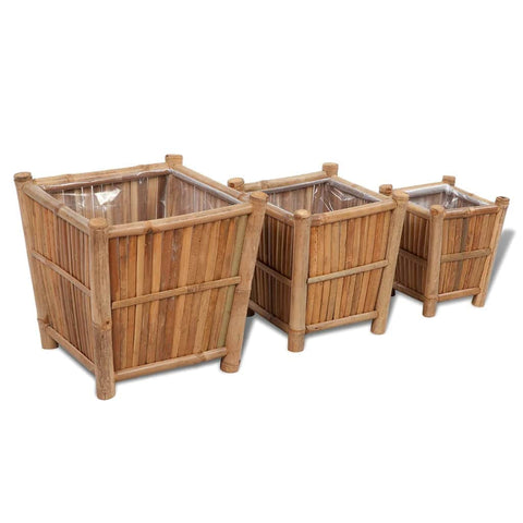 3 pcs Bamboo Planter with Nylon Lining