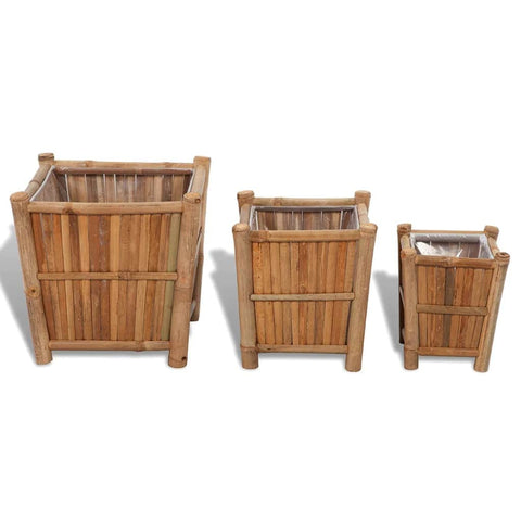 3 pcs Bamboo Planter with Nylon Lining