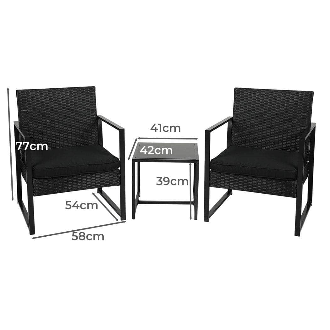 3 Pcs Outdoor Furniture Set Chair