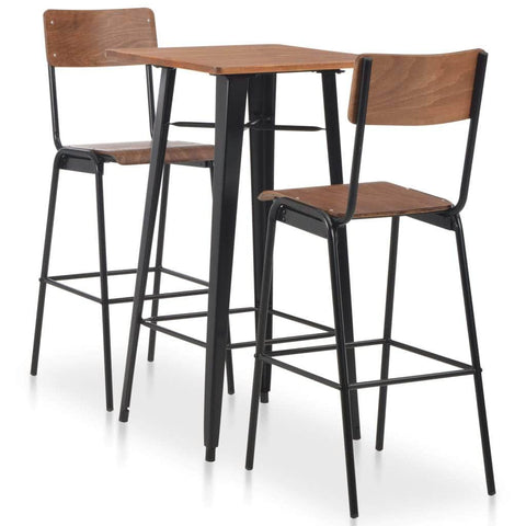 3 Piece Bar Set Steel Brown Black