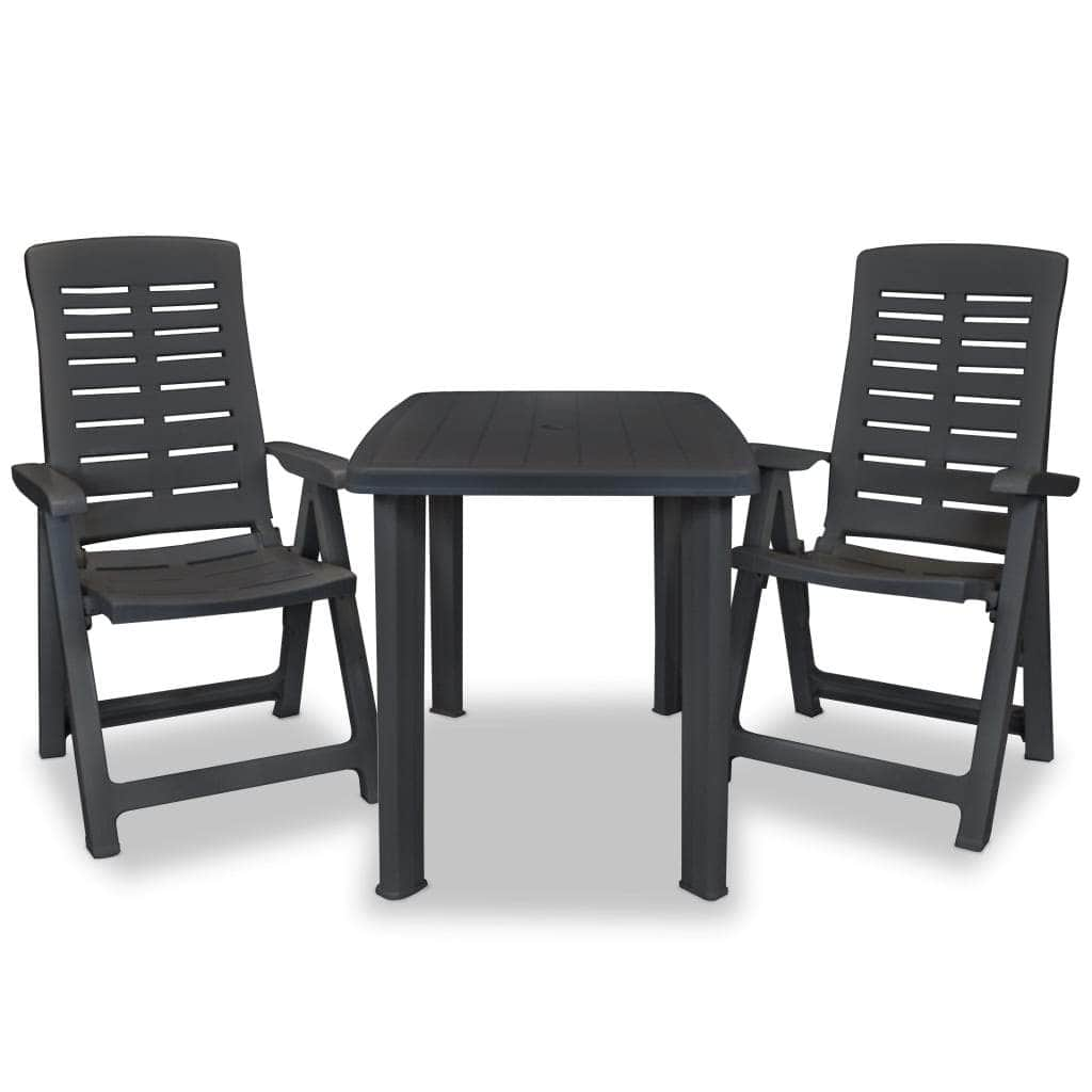 3 Piece Bistro Set Plastic Anthracite