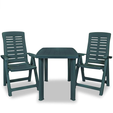 3 Piece Bistro Set Plastic Green