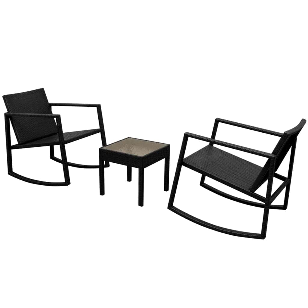 3 Piece Bistro Set Poly Rattan Black