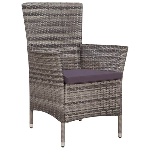 3 Piece Bistro Set Poly Rattan Grey