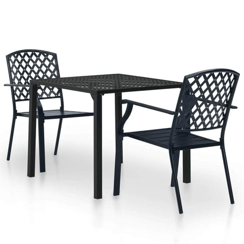 3 Piece Bistro Set Steel Black