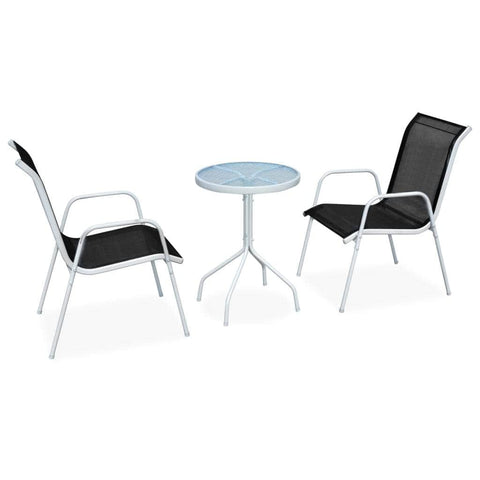 3 Piece Bistro Set Steel Black