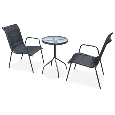 3 Piece Bistro Set Steel Black