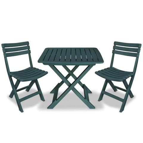 3 Piece Folding Bistro Set Plastic Green