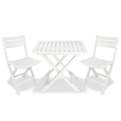 3 Piece Folding Bistro Set Plastic White