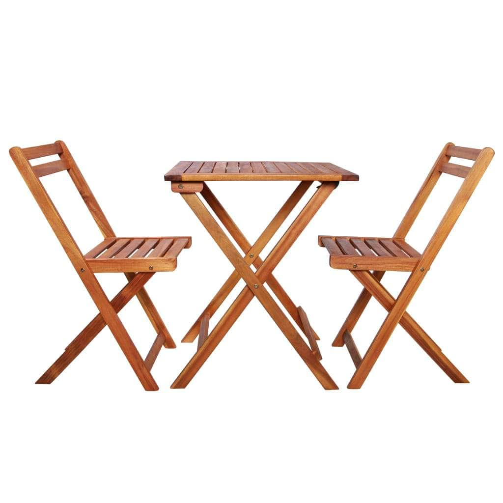 3 Piece Folding Bistro Set Solid Acacia Wood