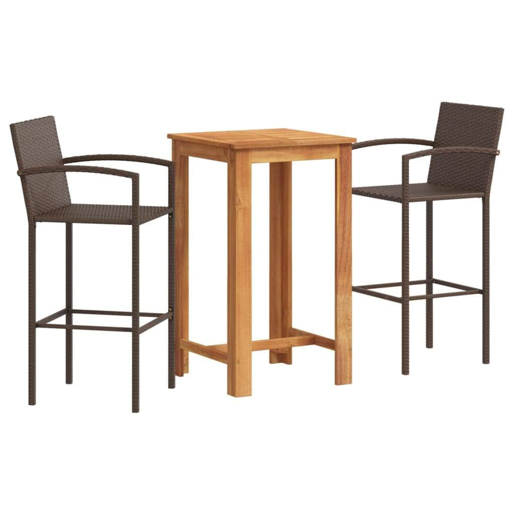 3 Piece Garden Bar Set Brown Solid Wood Acacia