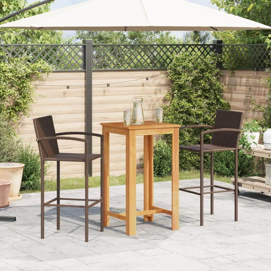 3 Piece Garden Bar Set Brown Solid Wood Acacia