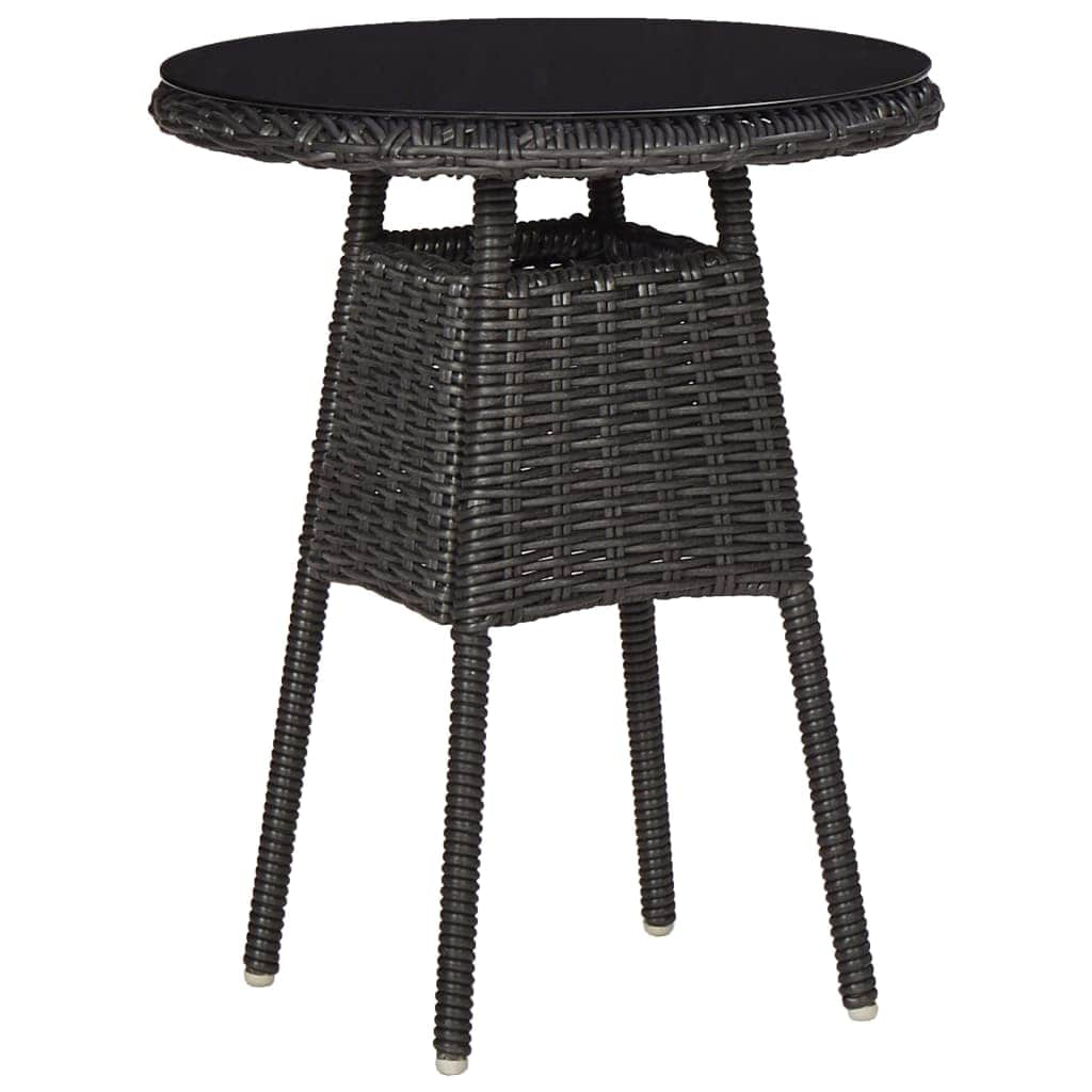 3 Piece Garden Bistro Set with Cushions Poly Rattan Black