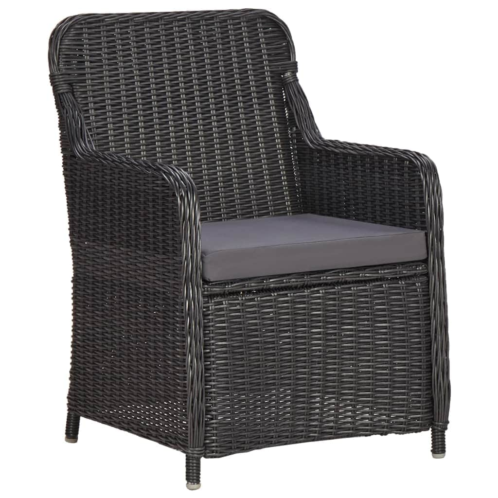 3 Piece Garden Bistro Set with Cushions Poly Rattan Black