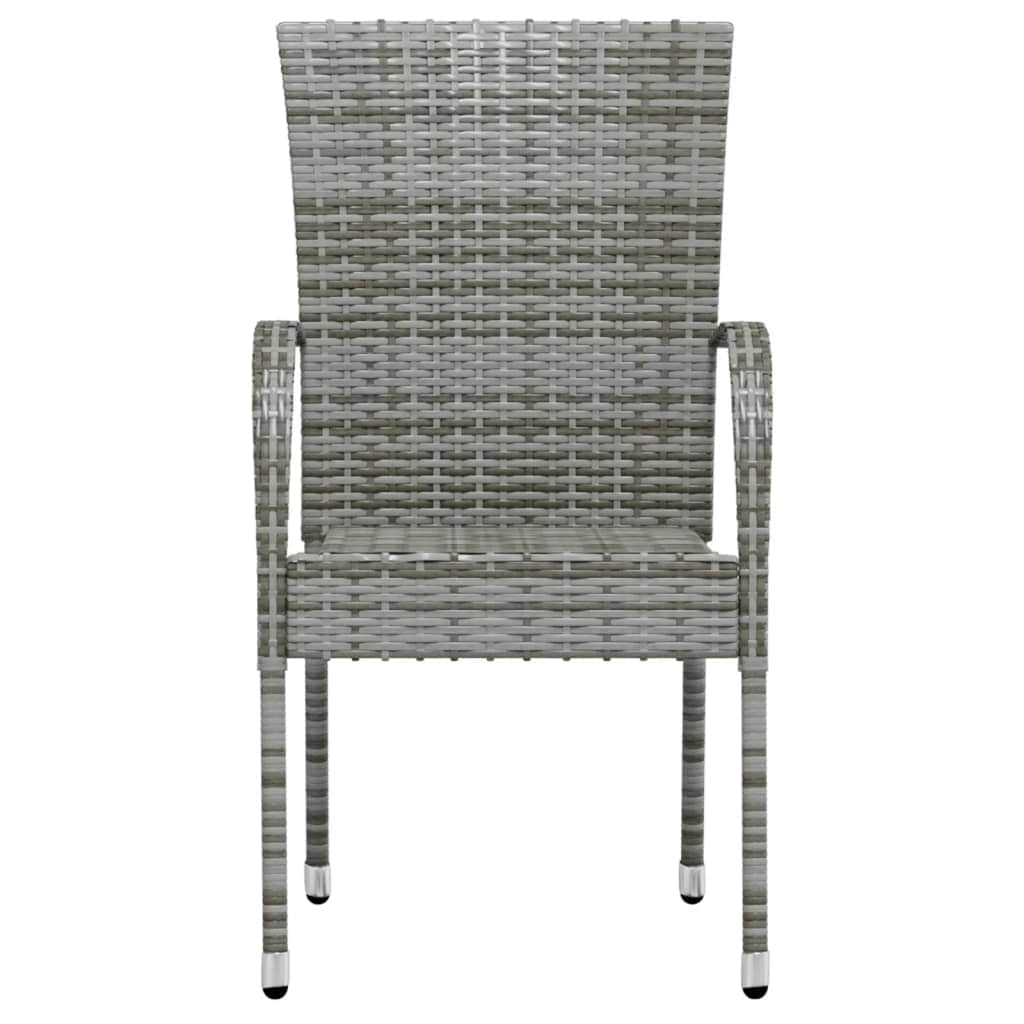 3 Piece Garden Dining Set Poly Rattan Grey