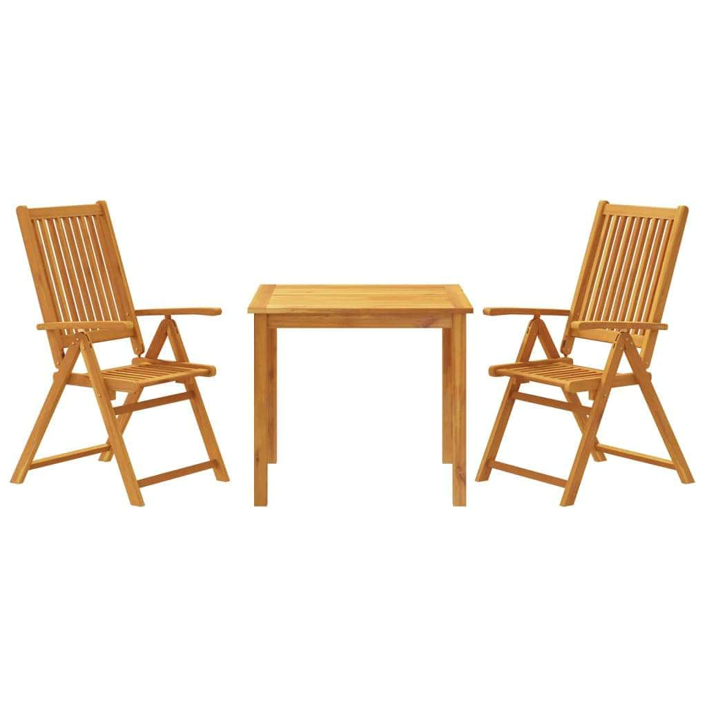 3 Piece Garden Dining Set Solid Wood Acacia